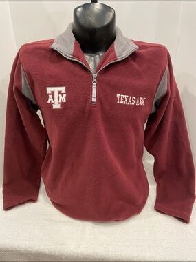 Adult Champs Texas A&M Aggies Maroon and Gray Quarter-Zip Fleece Pullover